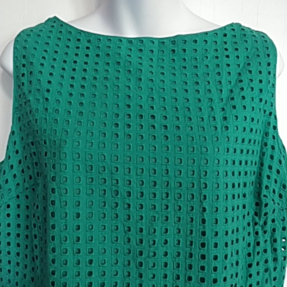 LIZ CLAIBORNE GREEN EYELET SHEATH DRESS - Picture 2 of 7